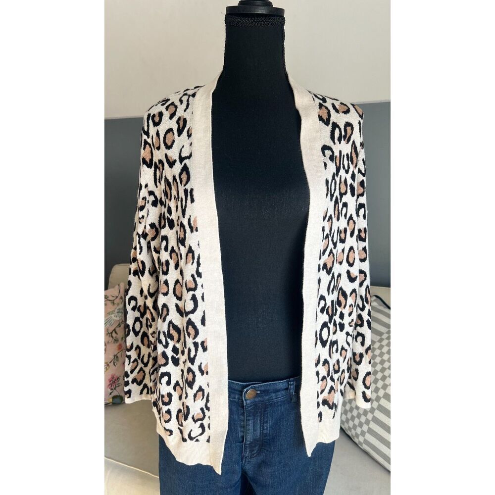 CROFT & BARROW - LEOPARD PRINT CARDIGAN - SIZE PL